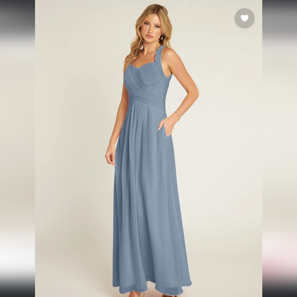 Azazie Claudia dusty blue